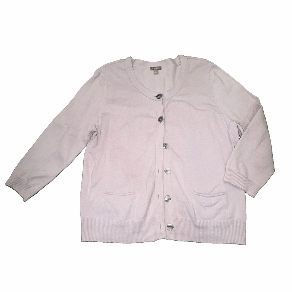 J. Jill Cardigan Button Down 3/4 Sleeve Lilac Purple Sz Large Preppy Cute